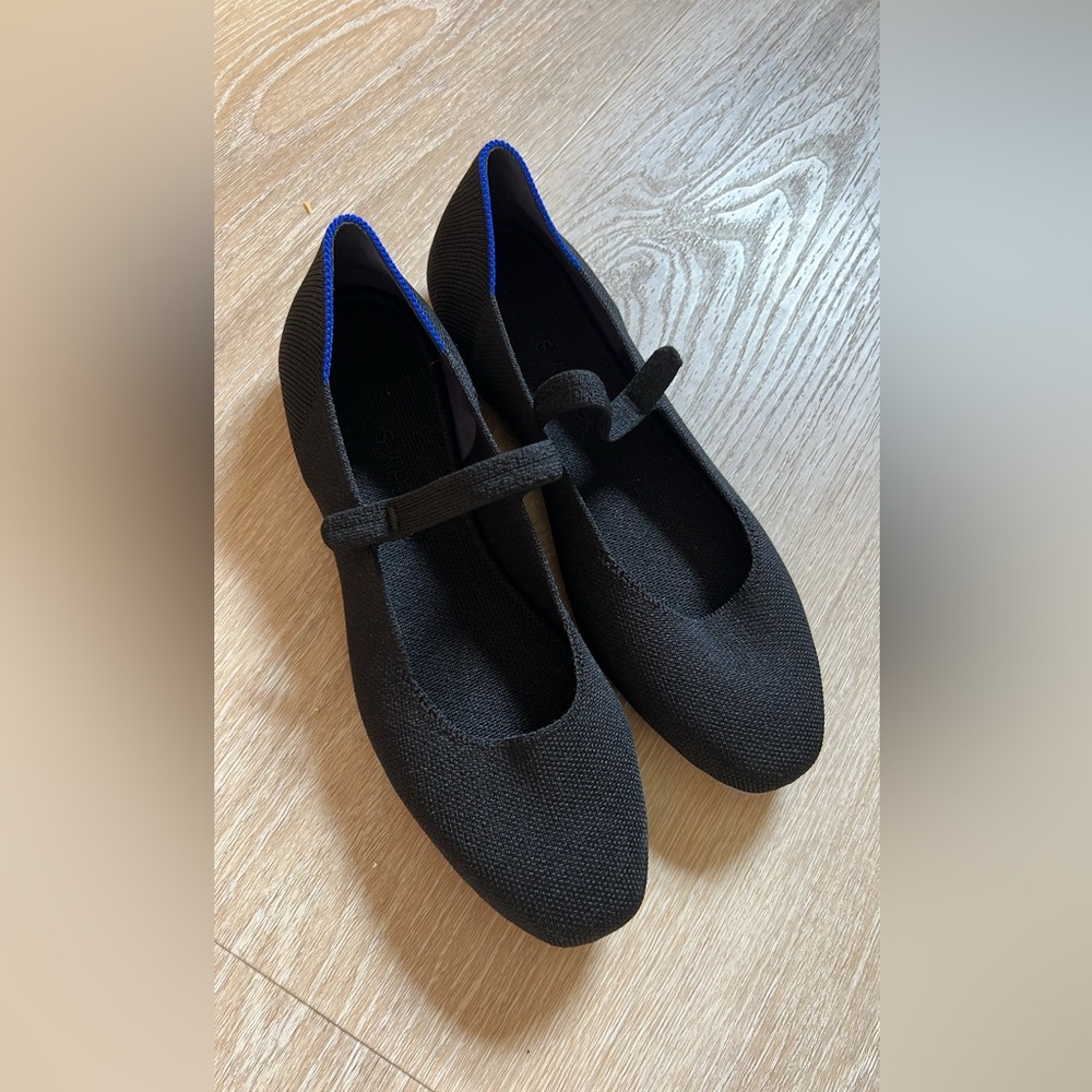 Rothy's Black Flats with Blue Trim